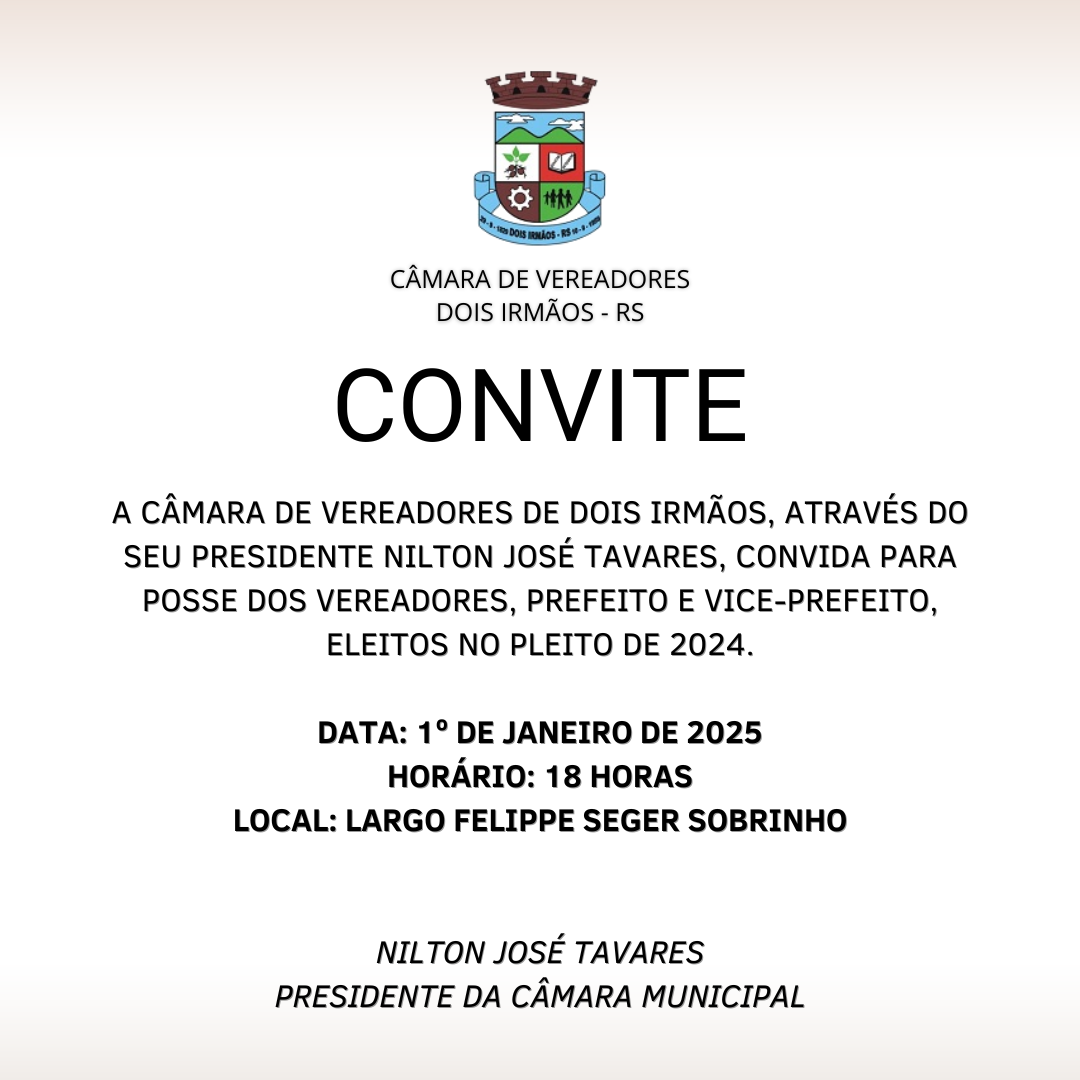 Convite para solenidade de posse Legislatura 2025-2028